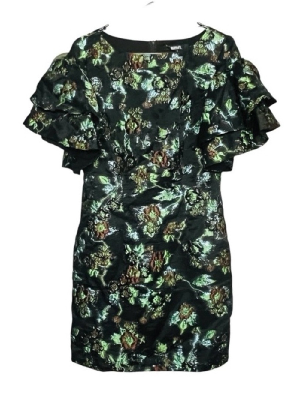 Badgley Mischka Metallic Floral Whimsygoth Party Cocktail Mini Dress SZ 4 Blk - Picture 1 of 8